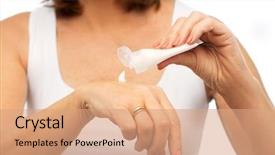  Presentation with cosmetics beauty - Colorful PPT theme enhanced with beauty cosmetics and bodycare concept backdrop and a coral colored foreground