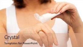  Presentation with cosmetics cream - Cool new theme with beauty cosmetics and bodycare concept backdrop and a coral colored foreground