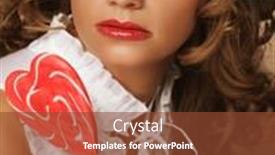  Presentation with lollipop - Cool new PPT layouts with beauty curly girl portrait holding colorful lollipop backdrop and a tawny brown colored foreground