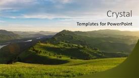  Presentation with dawn - Slide set consisting of the mountains in altay background and a light blue colored foreground