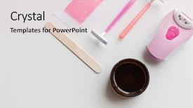  Presentation with hair - Amazing presentation theme having beauty depilation and hair removal concept - wax with spatula epilator and safety razor on white background backdrop and a lemonade colored foreground