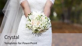  Presentation with bride and groom at wedding - Audience pleasing PPT theme consisting of beauty event - beautiful wedding bouquet in hands backdrop and a light gray colored foreground