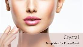  Presentation with beautiful skin - Cool new PPT theme with beauty-face-of-the-young backdrop and a coral colored foreground
