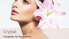  Presentation with beautiful skin - Slides having beauty-face-of-the-young background and a coral colored foreground