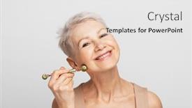  Presentation with hair care - PPT theme with beauty-face-portrait-of-cute background and a  colored foreground