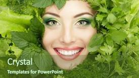  Presentation with green beauty - Theme enhanced with beauty face with greens vegetables background and a tawny brown colored foreground