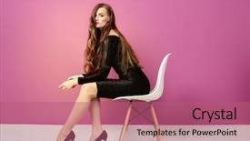  Presentation with black woman at gas station - Slide deck having beauty fashion - gorgeous young woman in black background and a coral colored foreground