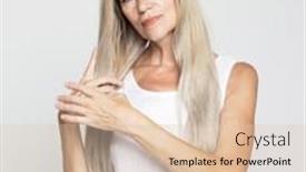  Presentation with hair shampoo - Colorful slide set enhanced with beauty-fashion-and-old-people backdrop and a lemonade colored foreground