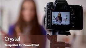  Presentation with blogger - Presentation theme consisting of beauty fashion blogger recording video background and a  colored foreground