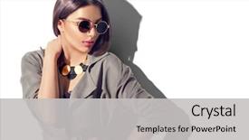  Presentation with blogger - Slide deck featuring beauty fashion brunette model girl background and a light gray colored foreground