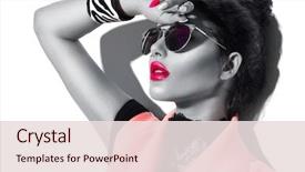  Presentation with fashion accessories - Audience pleasing PPT theme consisting of beauty fashion model girl black backdrop and a lemonade colored foreground