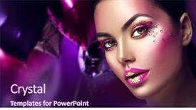  Presentation with gems - Cool new PPT theme with beauty fashion model girl creative backdrop and a violet colored foreground
