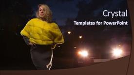  Presentation with luxury fashion - Cool new presentation theme with beauty fashion model girl in rabbit fur coat beautiful woman in luxury yellow fur jacket backdrop and a wine colored foreground