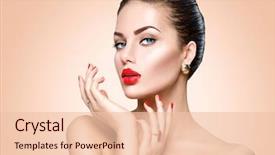  Presentation with nails manicure - Presentation theme having beauty fashion model woman face background and a lemonade colored foreground