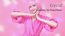  Presentation with hair dress - Presentation design featuring beauty-fashion-portrait background and a lemonade colored foreground