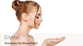  Presentation with beauty product - Slides enhanced with beauty-fashion-woman-model-demonstrates background and a lemonade colored foreground