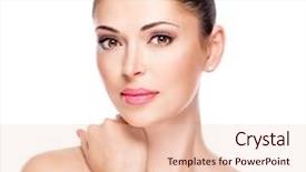 Presentation with youth skin care concept beige - Slide deck having beauty female - young adult woman with beautiful background and a  colored foreground