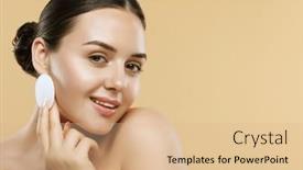  Presentation with cleansing - PPT layouts consisting of beauty-female-model-cleansing background and a coral colored foreground