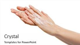  Presentation with lotion - Beautiful PPT theme featuring care skin - beauty girl applying some white backdrop and a white colored foreground
