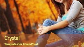 Presentation with beauty beautiful autumn in japanese - Slides having beauty girl in autumn park background and a tawny brown colored foreground