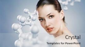  Presentation with beauty - PPT theme featuring beauty girl on the blue background and a light gray colored foreground