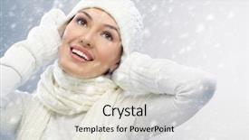  Presentation with beauty saloon - PPT theme featuring beauty girl on the snow background and a light gray colored foreground
