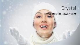  Presentation with snow - Amazing presentation theme having beauty-girl-on-the-snow backdrop and a light gray colored foreground