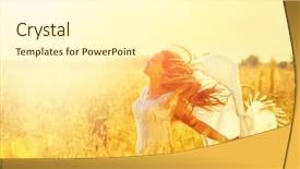  Presentation with free nature - Slide set having beauty girl outdoors enjoying nature background and a white colored foreground