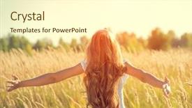  Presentation with girl model - PPT layouts featuring beauty girl outdoors enjoying nature background and a cream colored foreground