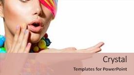 Presentation with beauty makeup - Colorful presentation enhanced with beauty girl portrait with colorful backdrop and a coral colored foreground