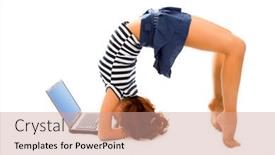  Presentation with stand - PPT layouts with beauty-girl-stand-on-head background and a coral colored foreground