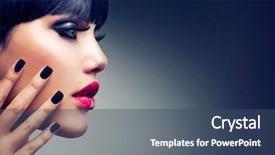  Presentation with beauty makeup - Theme enhanced with beauty girl with black hair background and a ocean colored foreground