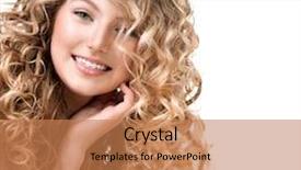  Presentation with curly hair - Slide set consisting of beauty girl with blonde curly background and a coral colored foreground