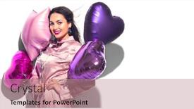  Presentation with happy birthday - PPT layouts with beauty-girl-with-colorful-heart background and a coral colored foreground