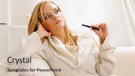 Presentation with cigarette - Amazing presentation theme having beauty girl with e-cigarette backdrop and a  colored foreground