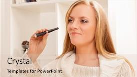  Presentation with cigarette - Amazing presentation theme having beauty girl with e-cigarette backdrop and a  colored foreground
