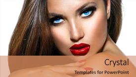  Presentation with sexy girl - Presentation theme enhanced with beauty girl with red lips background and a coral colored foreground