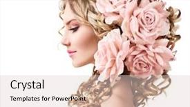  Presentation with pink flowers - Slide deck enhanced with beauty girl with rose flowers background and a lemonade colored foreground