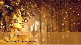  Presentation with sparkling wine - Slide deck featuring beauty-golden-christmas-woman background and a gold colored foreground