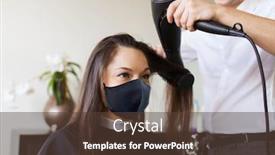  Presentation with hairdressing salon - Beautiful presentation design featuring beauty-hairdressing-and-health-safety backdrop and a tawny brown colored foreground