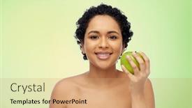  Presentation with green beauty - Beautiful theme featuring beauty-healthy-eating-and-people backdrop and a coral colored foreground