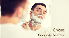  Presentation with blade - PPT theme featuring beauty hygiene shaving grooming background and a cream colored foreground