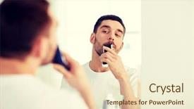  Presentation with men grooming - Slides having beauty hygiene shaving grooming background and a cream colored foreground