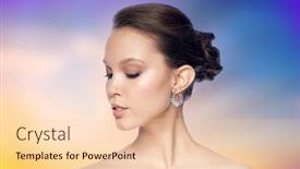  Presentation with pastel - Slide set featuring beauty jewelry people and luxury concept - close up of beautiful asian woman face with earring over pastel background background and a lemonade colored foreground