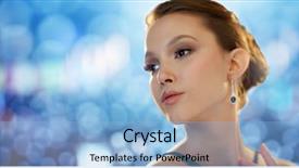  Presentation with blue lights - Theme with beauty jewelry people and luxury concept - face of beautiful young asian woman with earring over blue lights background background and a light blue colored foreground