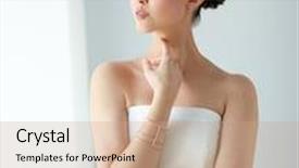  Presentation with golden wedding - Theme with beauty jewelry wedding accessories people and luxury concept - beautiful asian woman in white dress or bride with golden bracelet background and a coral colored foreground