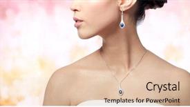  Presentation with jewelry - Presentation consisting of beauty jewelry wedding accessories people and luxury concept - close up of beautiful asian woman or bride with earring and pendant over holidays lights background background and a lemonade colored foreground