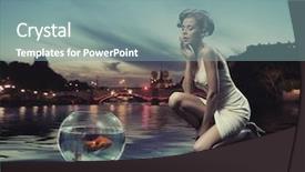  Presentation with gold - PPT layouts having beauty lady with gold fish background and a seafoam green colored foreground