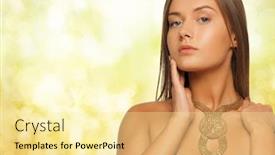  Presentation with golden yellow - Colorful presentation design enhanced with beauty-luxury-people-holidays backdrop and a blonde colored foreground