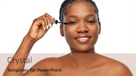  Presentation with african beauty - PPT theme having beauty-make-up-and-cosmetics background and a coral colored foreground